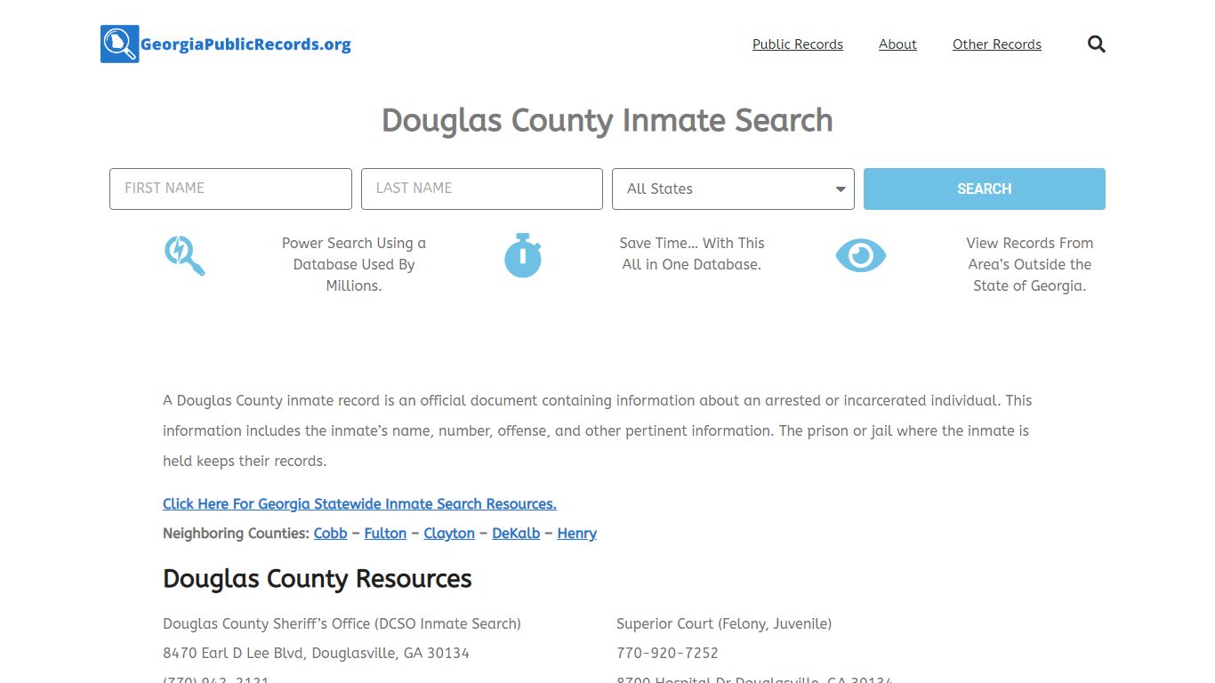 Douglas County Inmate Search - DCSO GA Current & Past Jail Records